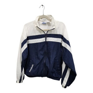 Retro Reebok Track  Windbreaker Jacket White Navy Size L